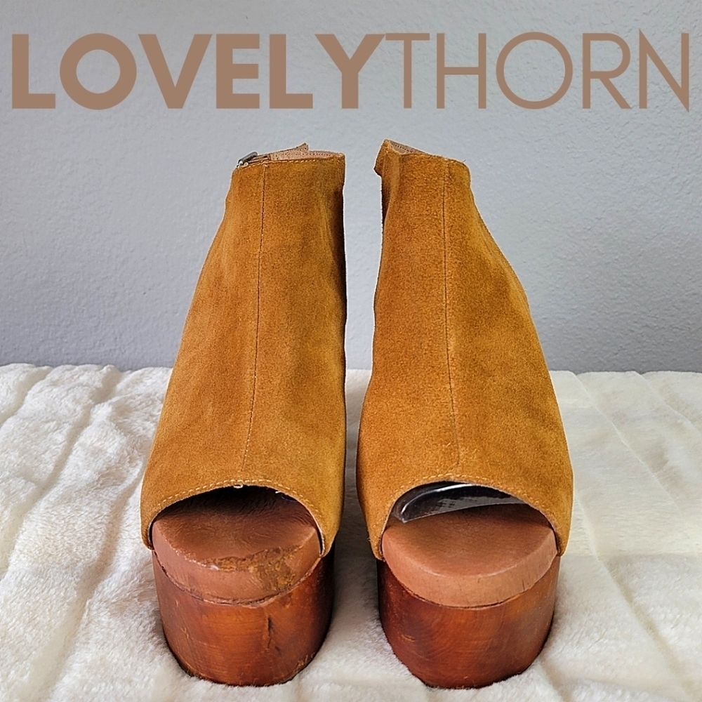 JEFFREY CAMPBELL // ltd ed free people collab suede wooden platform block heels - Picture 2 of 16